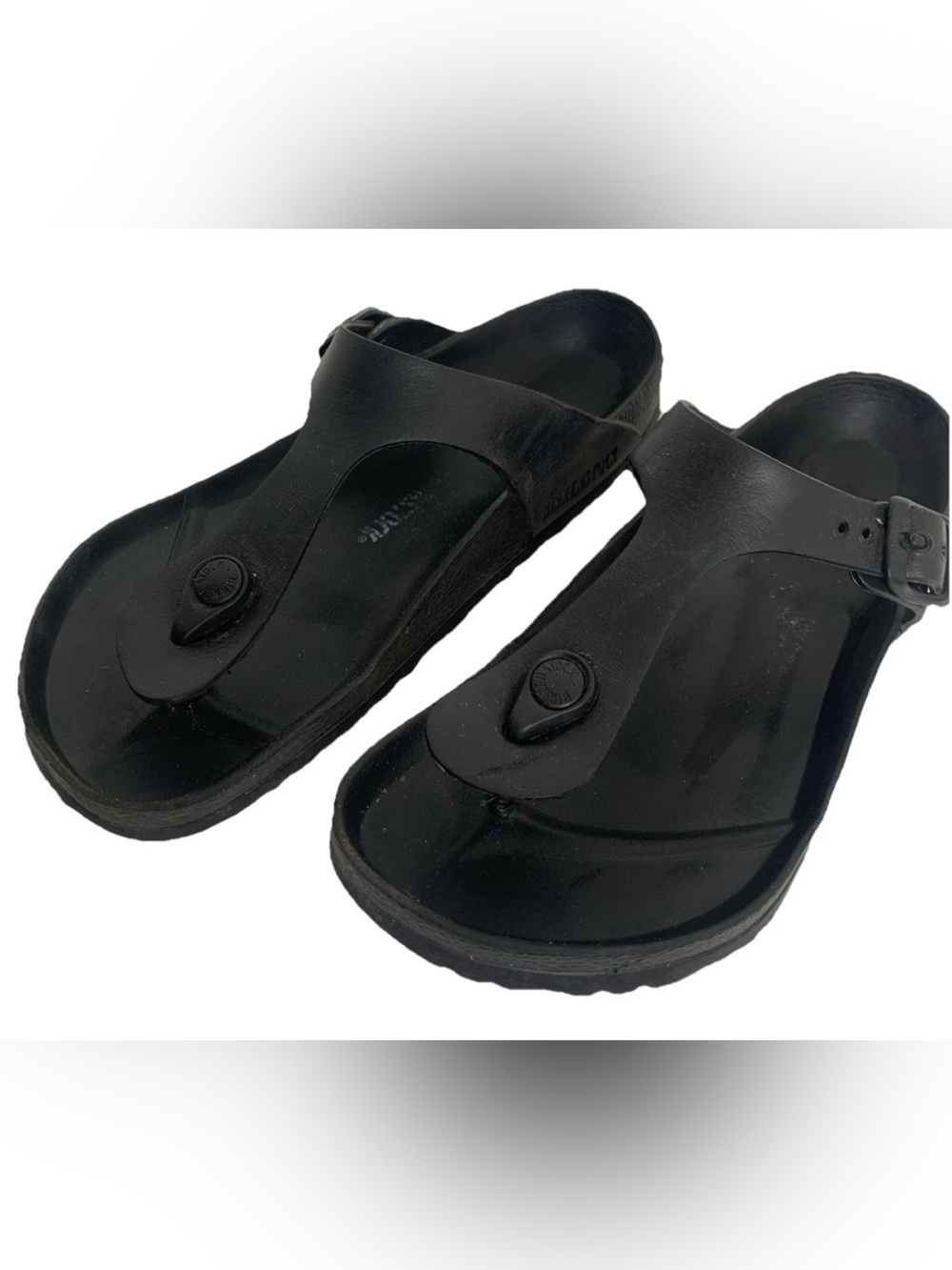 Birkenstock Gizeh Black EVA Rubber Sandals 38 Women's Sz 7-7.5 Mens 5-5.5